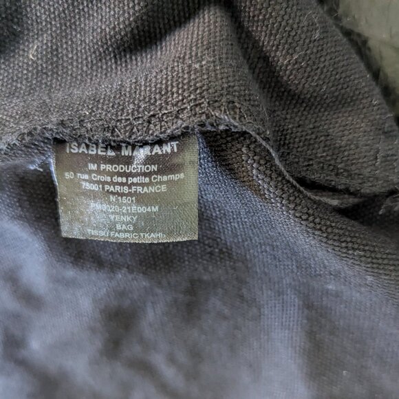 Isabel Marant Bouclé Canvas Logo Tote Bag Shopper Carryall Black Travel NWOT - Picture 3 of 9